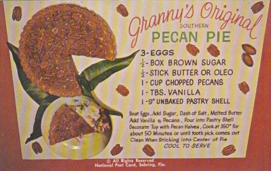 Recipe Card Granny's Original Southern Pecan Pie