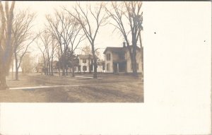 RPPC Residential Homes Dirt Streets Winter Trees c1906 Real Photo Postcard G26