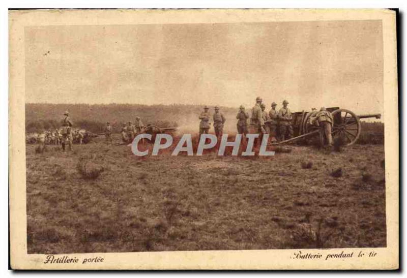 Postcard Old Artillery Battery Portee During shooting