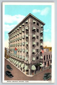 Hotel Lincoln Havana Cuba Vintage Linen Postcard 1920s Architecture