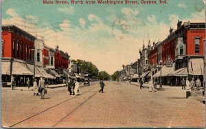 Main Street North From Washington Street Goshen Indiana Vintage Postcard C039