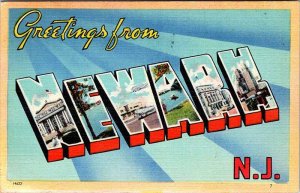 Postcard BIG LETTERS SCENE Newark New Jersey NJ AN9279