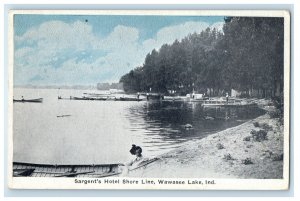 c1940s Sargent's Hotel Shore Line Wawasee Lake Indiana IN Unposted Postcard