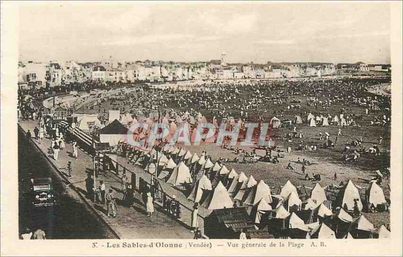 Old Postcard Les Sables d'Olonne (Vendee) Vue Generale de la Plage