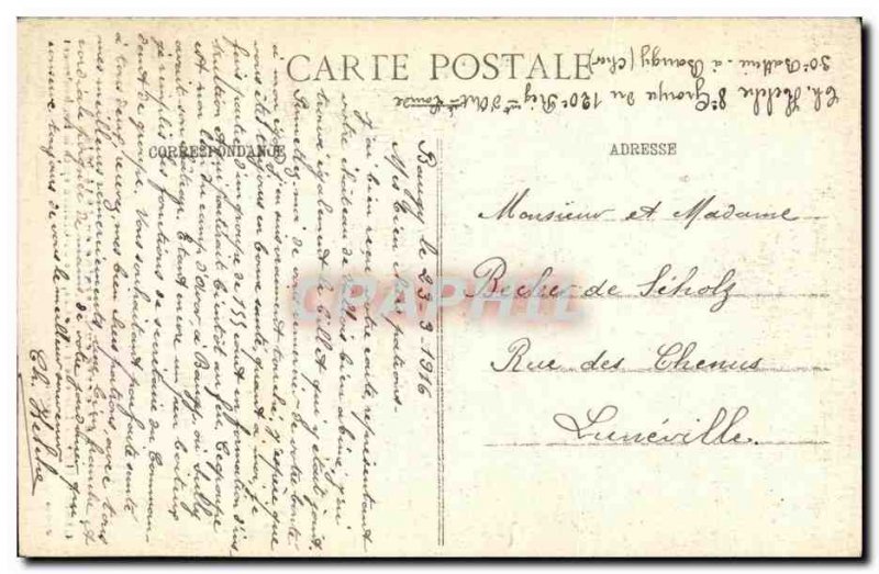 Postcard Old Army Gerbeviller The interior of the castle chapel after the bom...