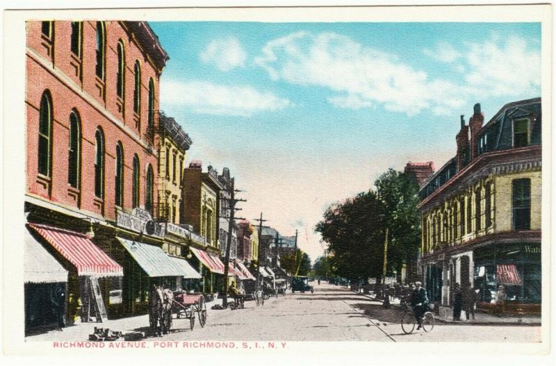 Port Richmond Staten Island NYC Richmond Avenue 1920s Postcard