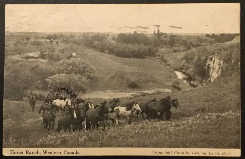 Vintage Postcard Used Stamp missing Horse Ranch Western Canada LB