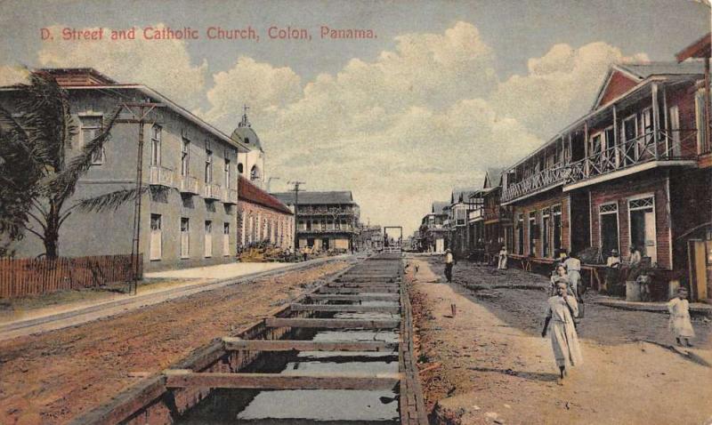 Colon Panama D Street Catholic Church Antique Postcard K104670