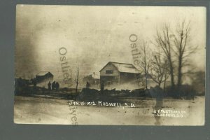 Roswell SOUTH DAKOTA RPPC 1912 FIRE MAIN STREET nr Madison Mitchell GHOST TOWN?