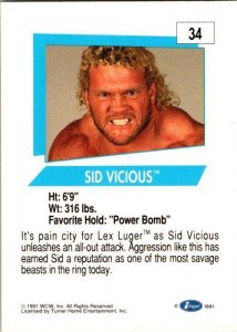 1991 WCW Wrestling Card Sid Vicious sk21123