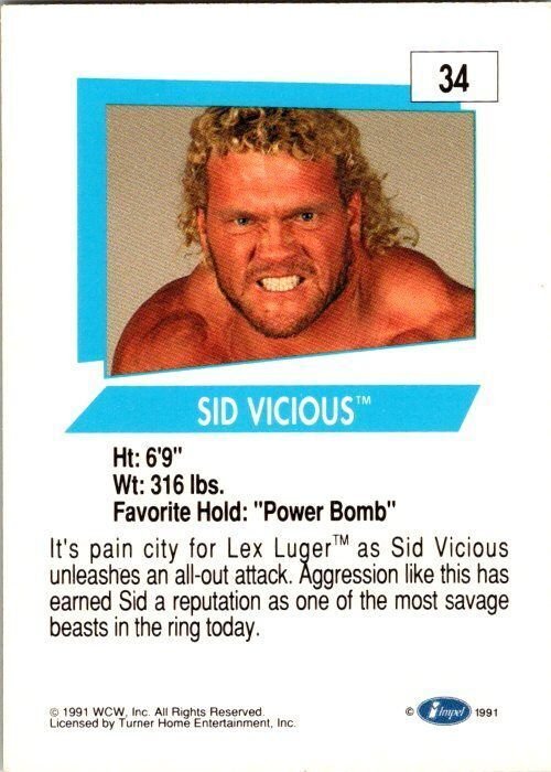 1991 WCW Wrestling Card Sid Vicious sk21123