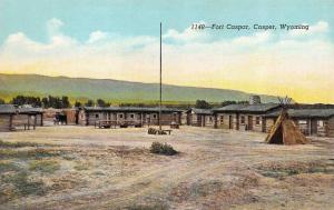 CASPER, WY Wyoming   FORT CASPAR   Teepee   NATRONA CO  c1940's Linen Postcard