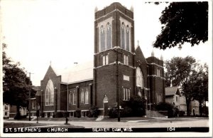 Real Photo Postcard St. Stephen's Church in Beaver Dam, Wisconsin