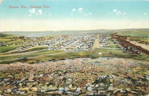 Postcard Wyoming Rawlins Birdseye View Healy PNC C-1910 23-9357
