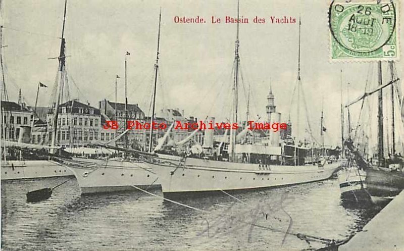 Belgium, Ostende, Le Bassin des Yachts, Sailing Ships, Stamp, 1926 PM