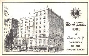 Elmira New York 1960s Postcard Mark Twain Hotel 