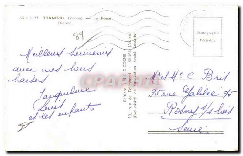 Modern Postcard Tonnerre The Fosse Dionne