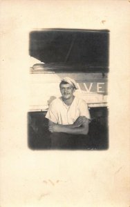 UNIDENTIFIED  HANDSOME YOUNG MAN IN BERET~1910s REAL PHOTO POSTCARD