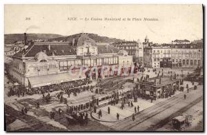 Old Postcard Nice Casino Municipal and Place Massena Tramway