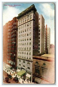 Vintage 1910's Advertising Postcard Hotel Brevoort Chicago Illinois - Old Cars