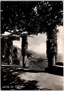 Amalfi dai Cappuccini Italy Buildings on Cliffs Real Photo RPPC Postcard
