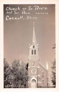 Carroll Iowa Church Of St Peter Real Photo Antique Postcard K82447