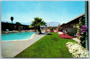 Vtg Palm Desert California CA Waterman's Gala Villa Hotel Resort Pool Postcard