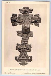 London England Postcard Bronze-Gilt Cruciform Brooch Sleaford Lines c1940's