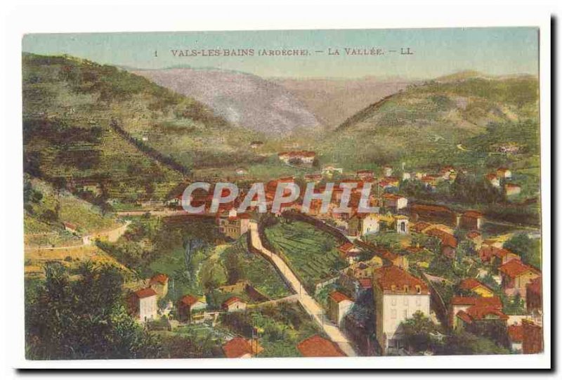 Vals les Bains Old Postcard The valley
