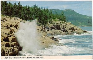 High Surf, Ocean Drive, Acadia National Park, Maine, 1978 Chrome Postcard