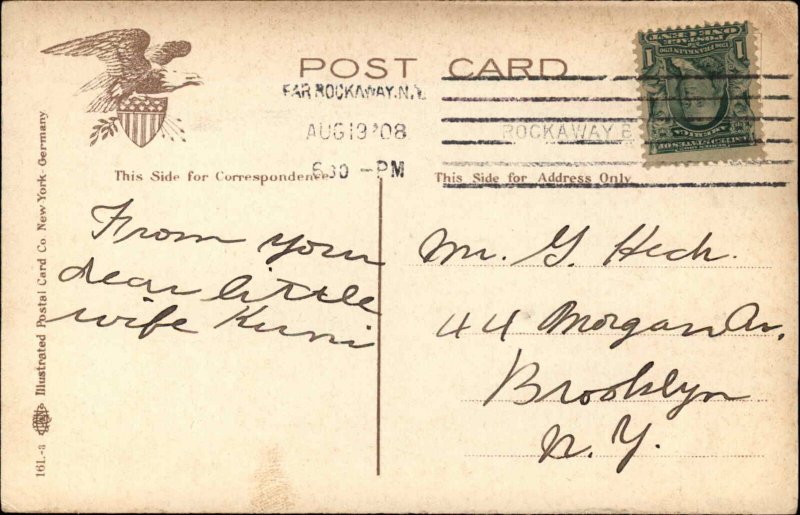 Far Rockaway Long Island NY RR Train Station Depot 1908 Used Postcard