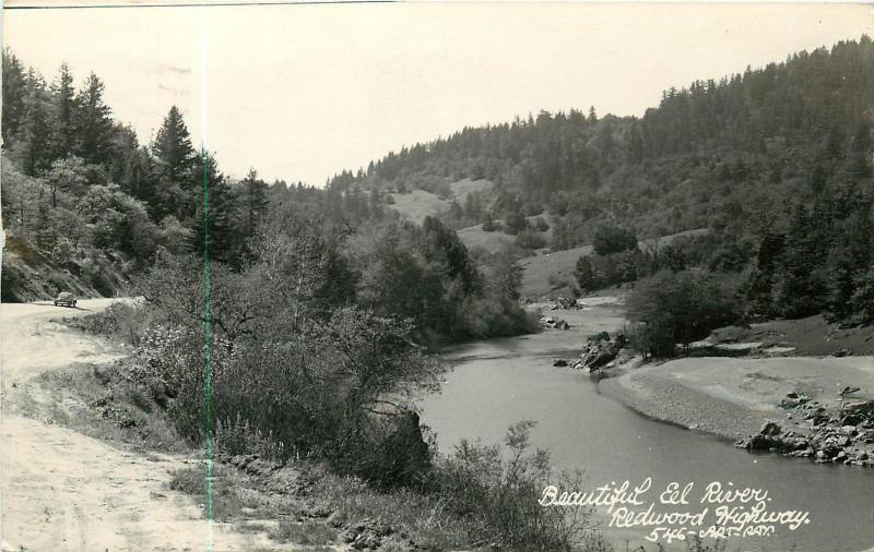 Beautiful Eel River, Redwood Highway Real Photo Postcard