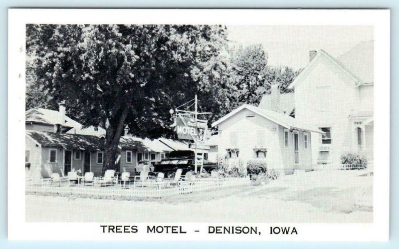 DENISON, Iowa IA ~ Roadside TREES MOTEL Crawford County ca 1950s  Postcard