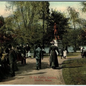 c1910s Boston, MA Public Garden Gentlemen Classy Men Litho Photo Mass PSC A145