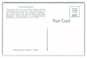 The Southwind Streamliner Jacksonville Florida Postcard Railroad Train