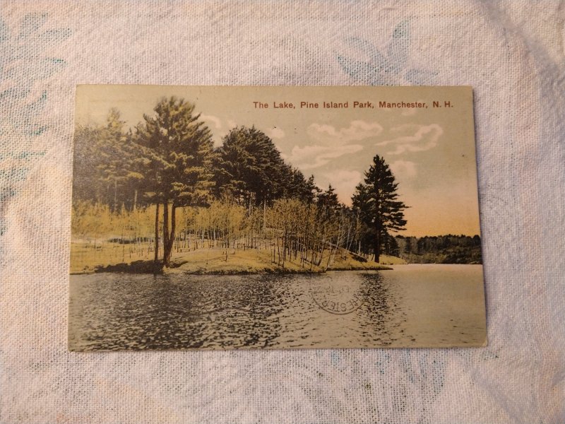 1907 The Lake, Pine Island Park, Manchester, New Hampshire Postcard