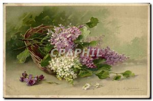 Old Postcard Fantasy Illustrator Flowers