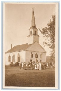 c1910's Church Horse Carriage Sullivan New Hampshire NH RPPC Photo Postcard