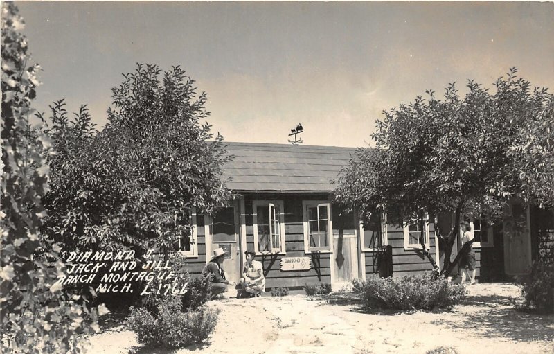 H35/ Montague Michigan RPPC Postcard c1940s Diamond Jack Jill Ranch  112