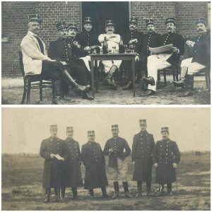 World War 1914/18 unit of 2 photo postcards Belgian military characters uniforms