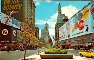NY, New York City TIMES SQUARE Street Scene~Movie Theatres~WABC-TV 1964 Postcard