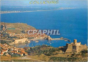 Modern Postcard Collioure Catalan Aerienne City View In The Foreground The To...