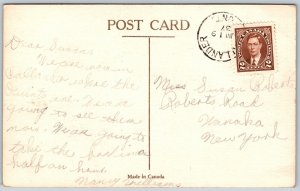 Postcard Callander Ontario c1937 Dionne Quintuplets on Toboggan Sled PSD