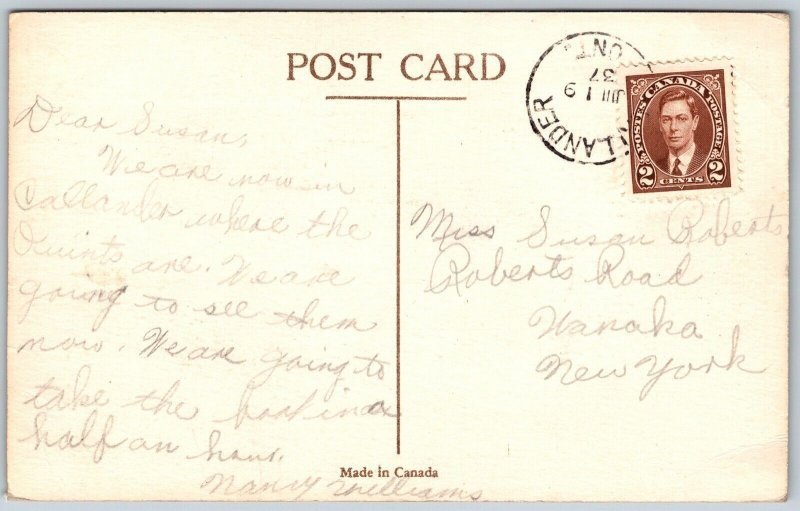 Postcard Callander Ontario c1937 Dionne Quintuplets on Toboggan Sled PSD