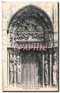 Postcard Old Cathedral of Chartres Royal Portal detail