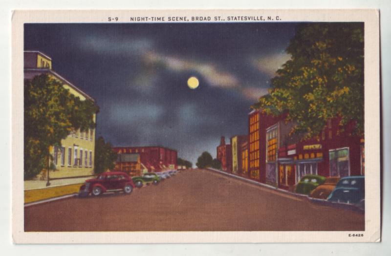 P746 old cars street scene full moon broad st. statesville n.c.