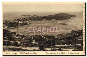 Old Postcard Villefranche sur Mer general view of the bay and Cap Ferrat