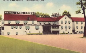 Hotel Lake Breeze - Buckeye Lake, Ohio Linen Postcard