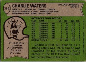 1978 Topps Football Card Charlie Waters Dallas Cowboys sk7205