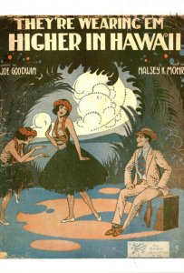 Vintage Sheet Music Postcards They're Wearing 'Em Higher In H...